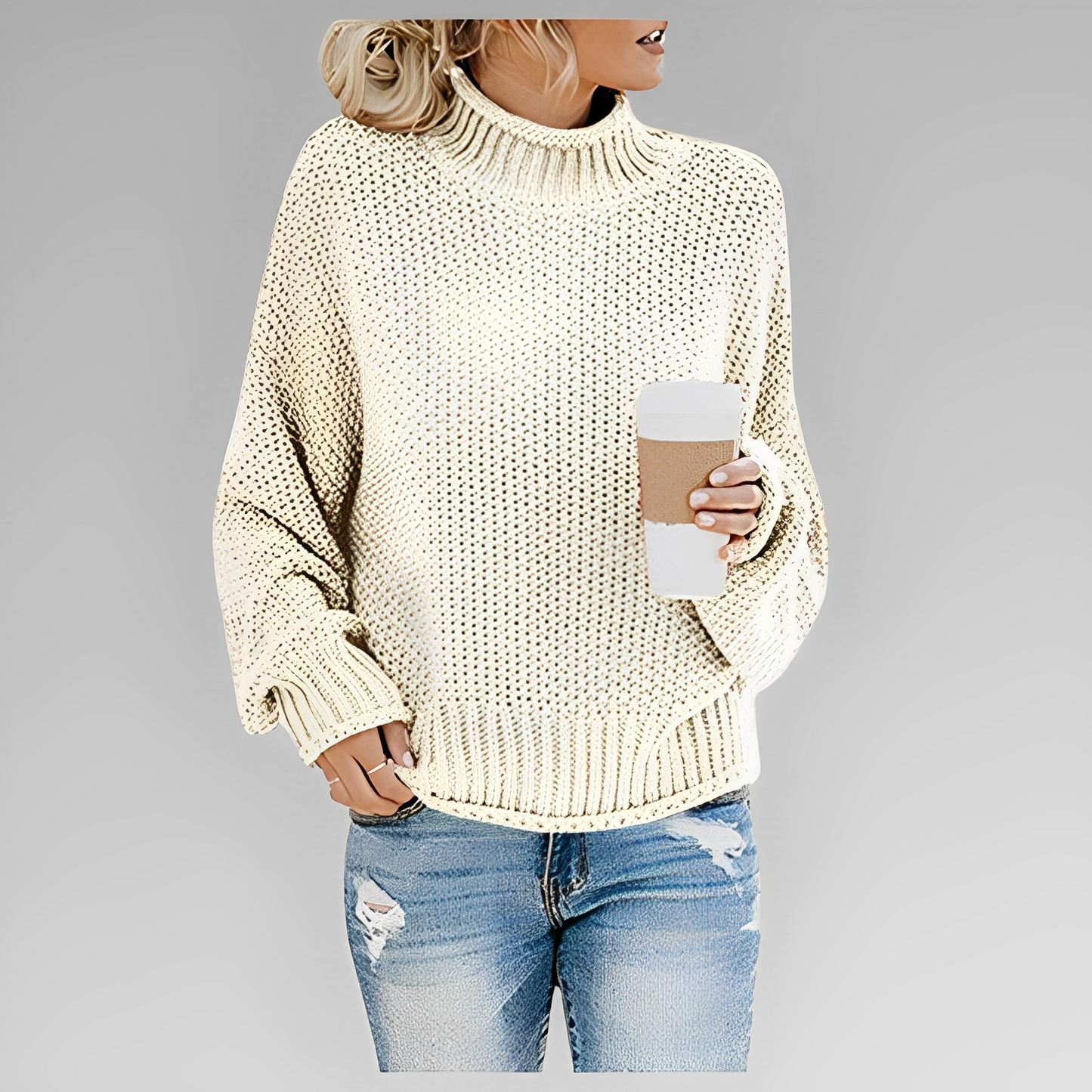 Pull Femme en Maille avec Col Roulé Lucyle