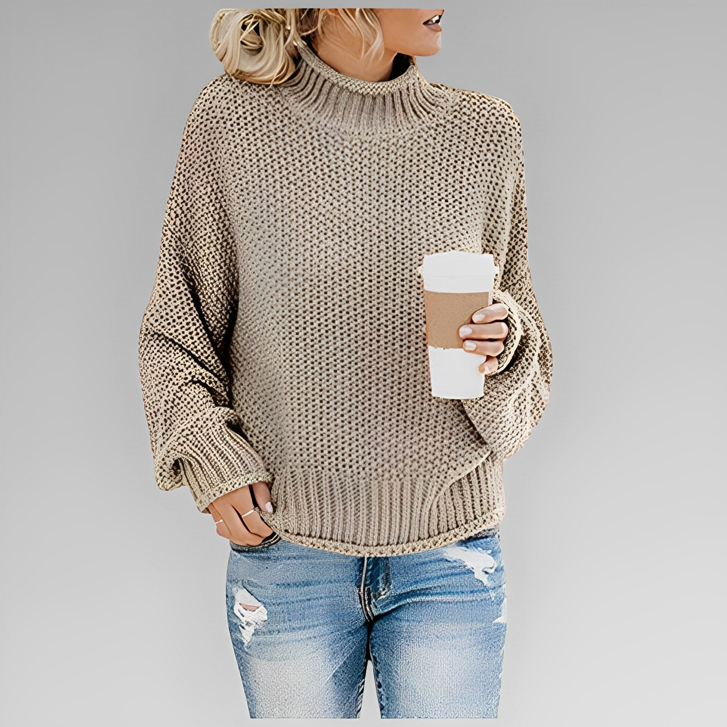 Pull Femme en Maille avec Col Roulé Lucyle