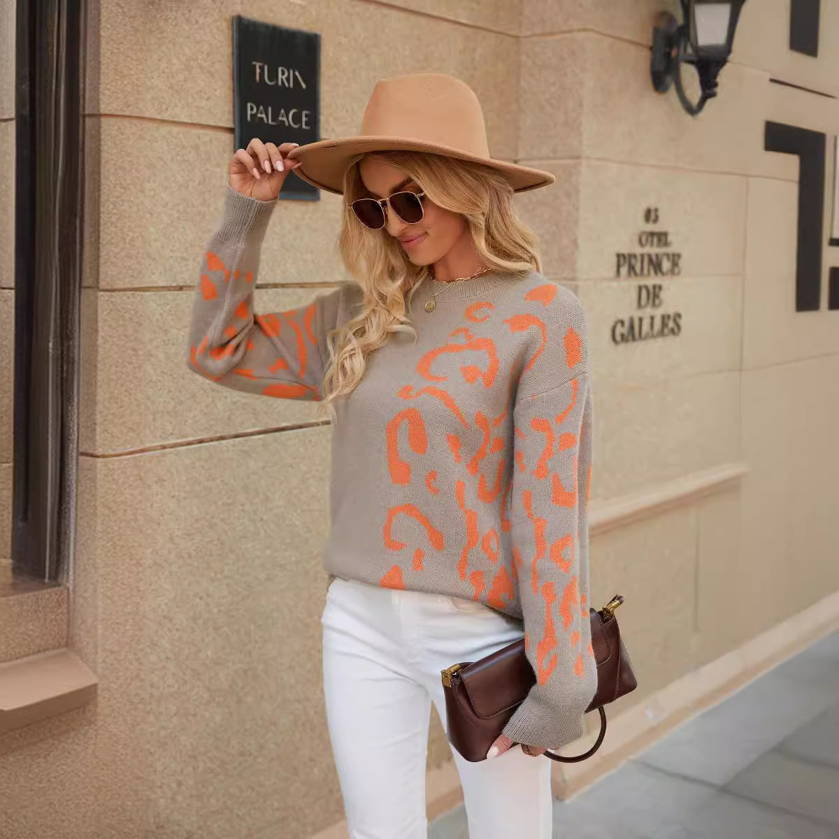 Pull Femme en Maille avec Imprimé Animalier Lucyle