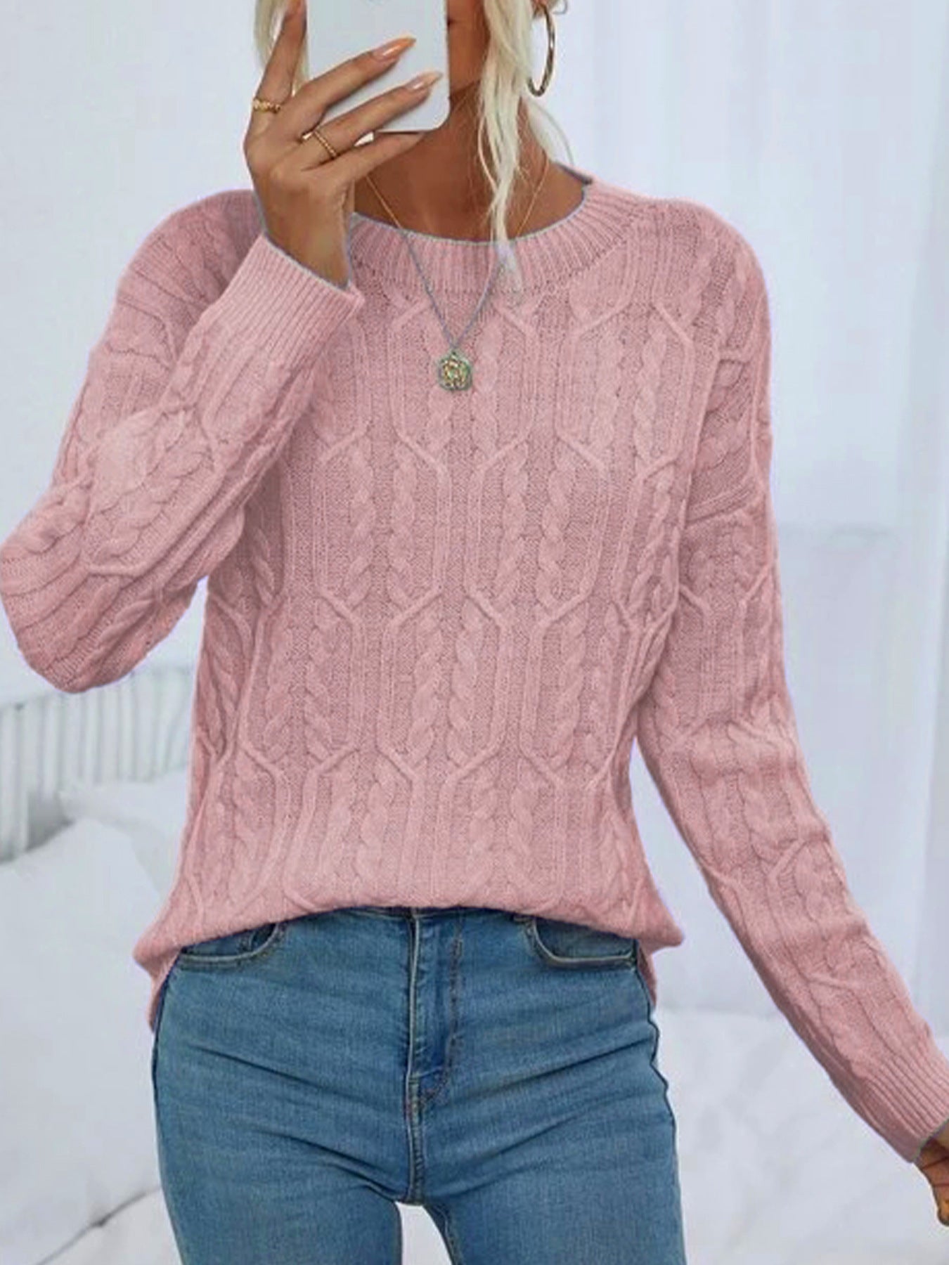 Pull Femme en Maille avec Motif Torsadé Lucyle