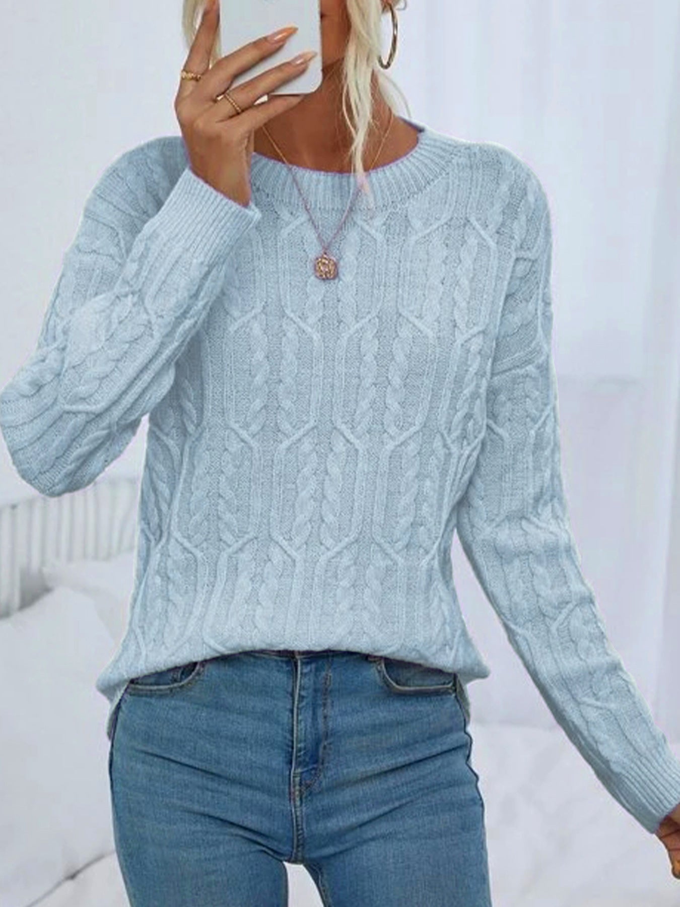 Pull Femme en Maille avec Motif Torsadé Lucyle