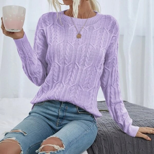 Pull Femme en Maille avec Motif Torsadé Lucyle