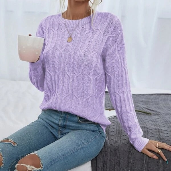 Pull Femme en Maille avec Motif Torsadé Lucyle