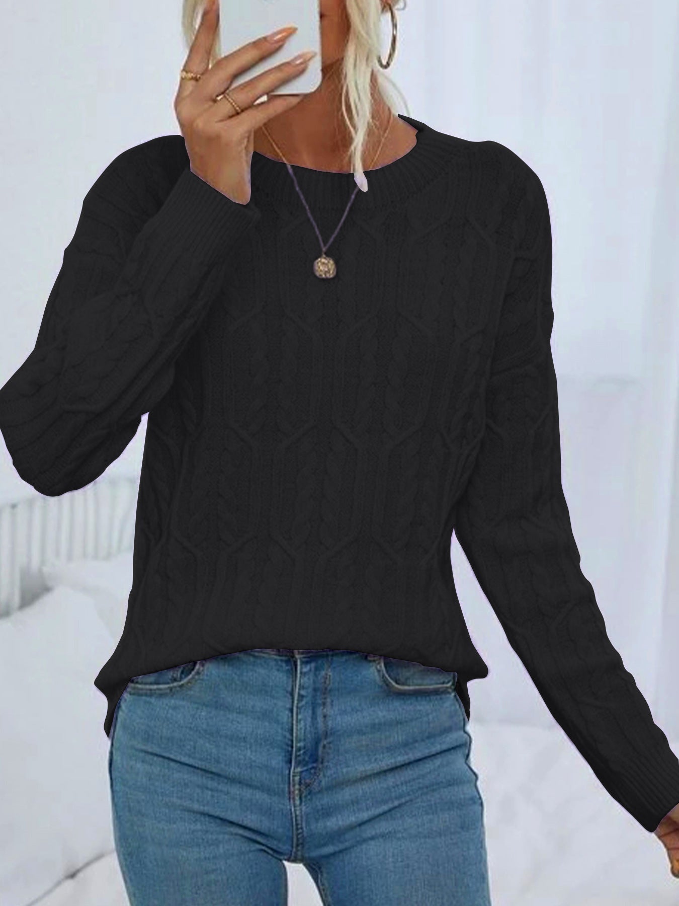 Pull Femme en Maille avec Motif Torsadé Lucyle