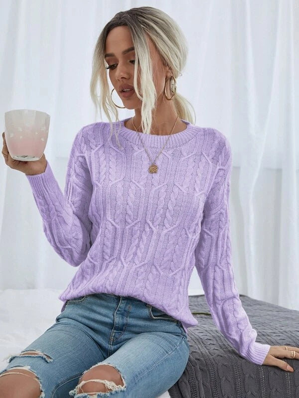 Pull Femme en Maille avec Motif Torsadé Lucyle