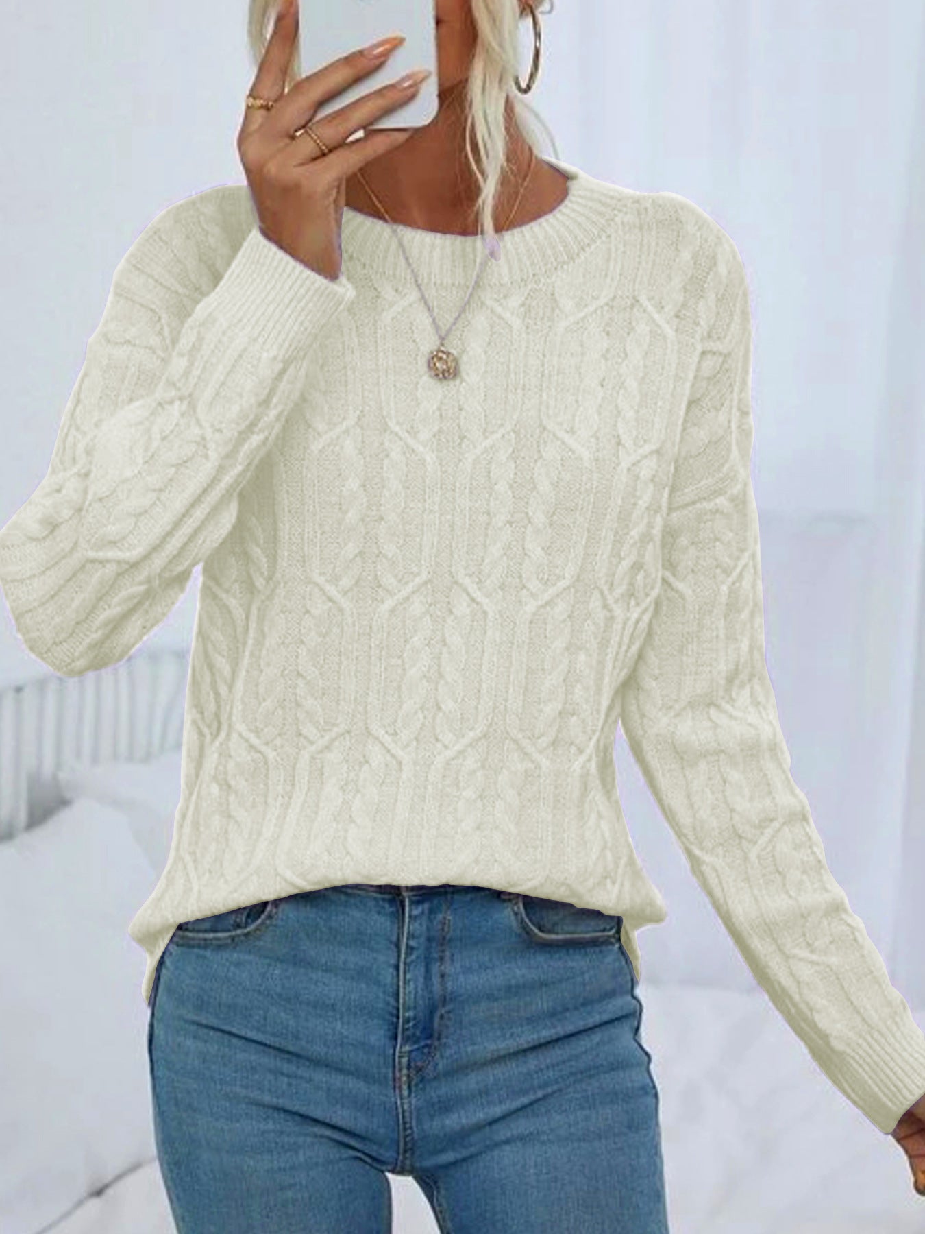 Pull Femme en Maille avec Motif Torsadé Lucyle