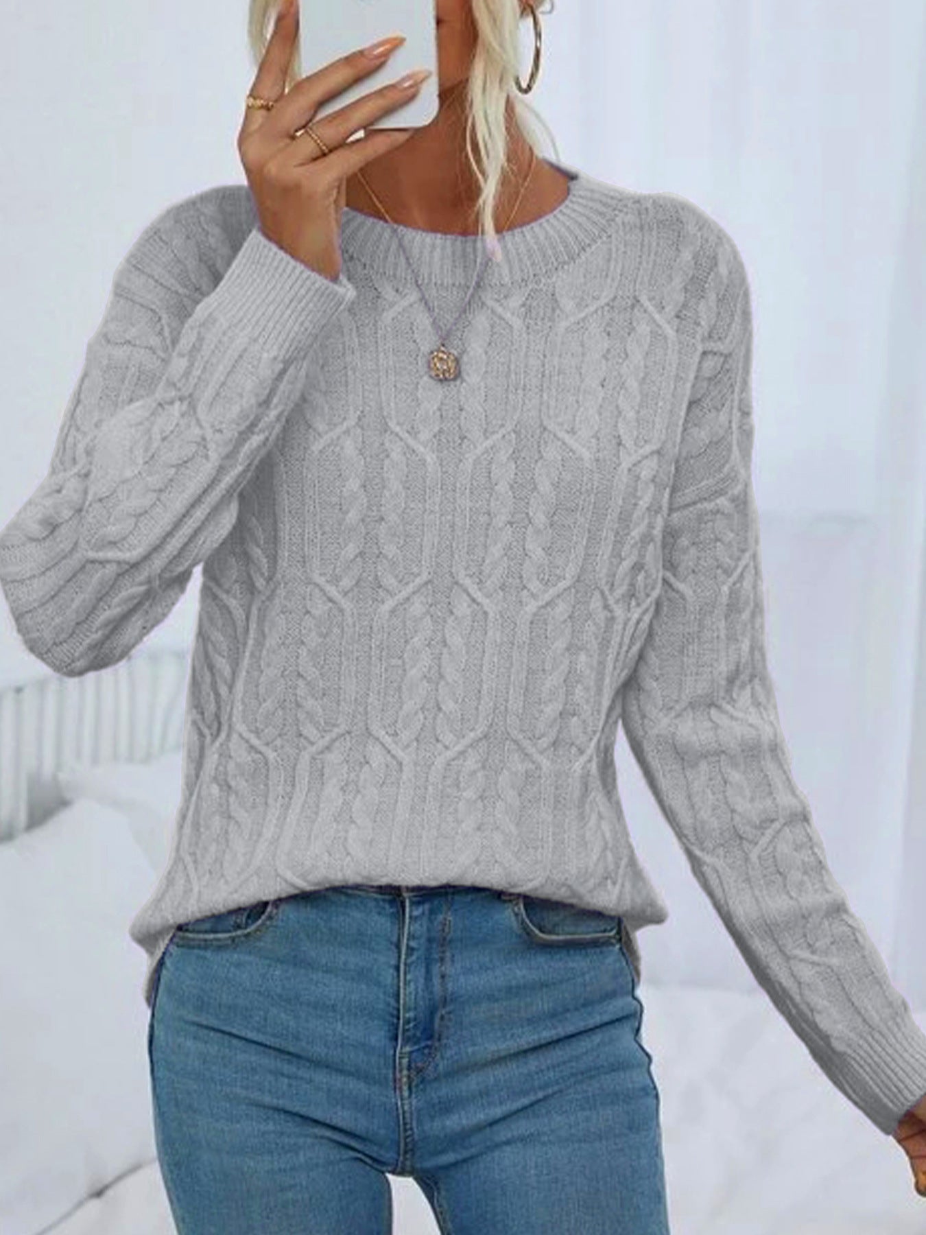 Pull Femme en Maille avec Motif Torsadé Lucyle
