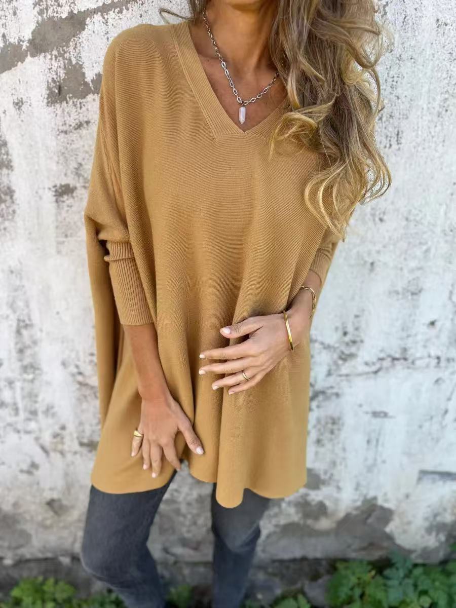 Pull Oversize Femme avec Col V et Manches Longues Lucyle