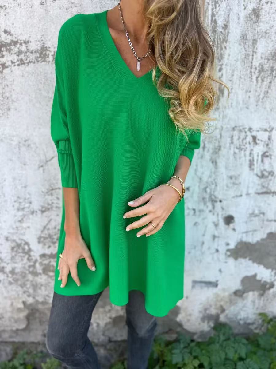 Pull Oversize Femme avec Col V et Manches Longues Lucyle
