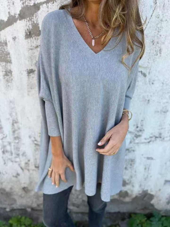 Pull Oversize Femme avec Col V et Manches Longues Lucyle