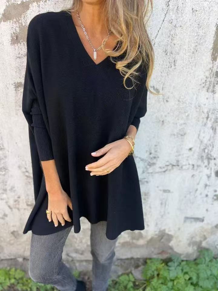 Pull Oversize Femme avec Col V et Manches Longues Lucyle