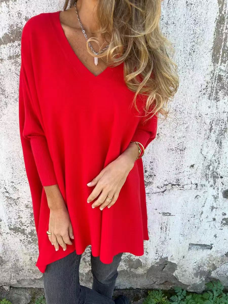 Pull Oversize Femme avec Col V et Manches Longues Lucyle