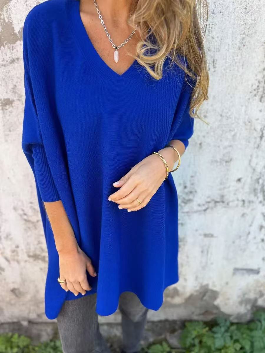 Pull Oversize Femme avec Col V et Manches Longues Lucyle