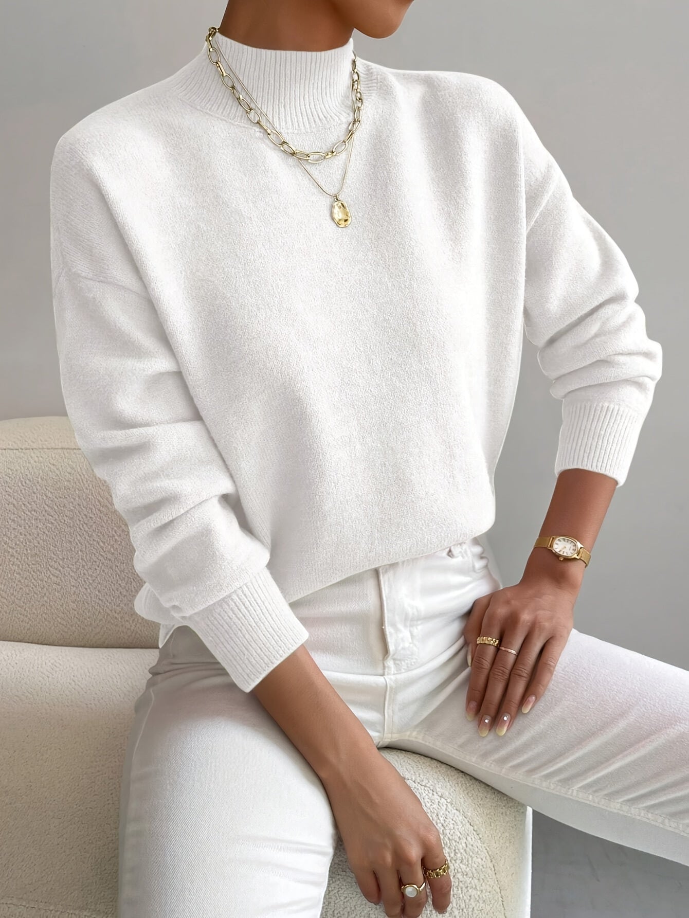 Pull à Col Roulé Femme en Maille Douce Lucyle