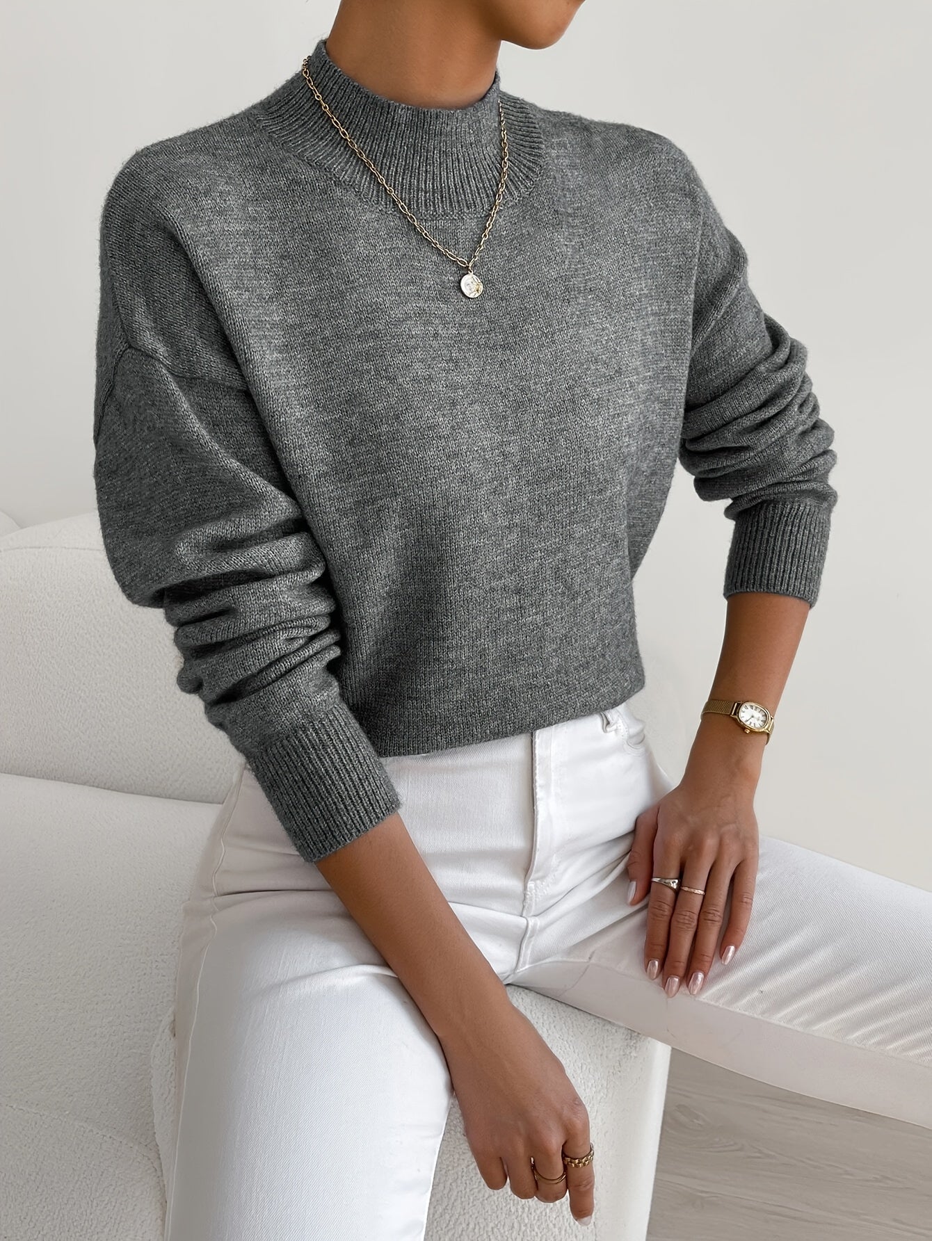 Pull à Col Roulé Femme en Maille Douce Lucyle
