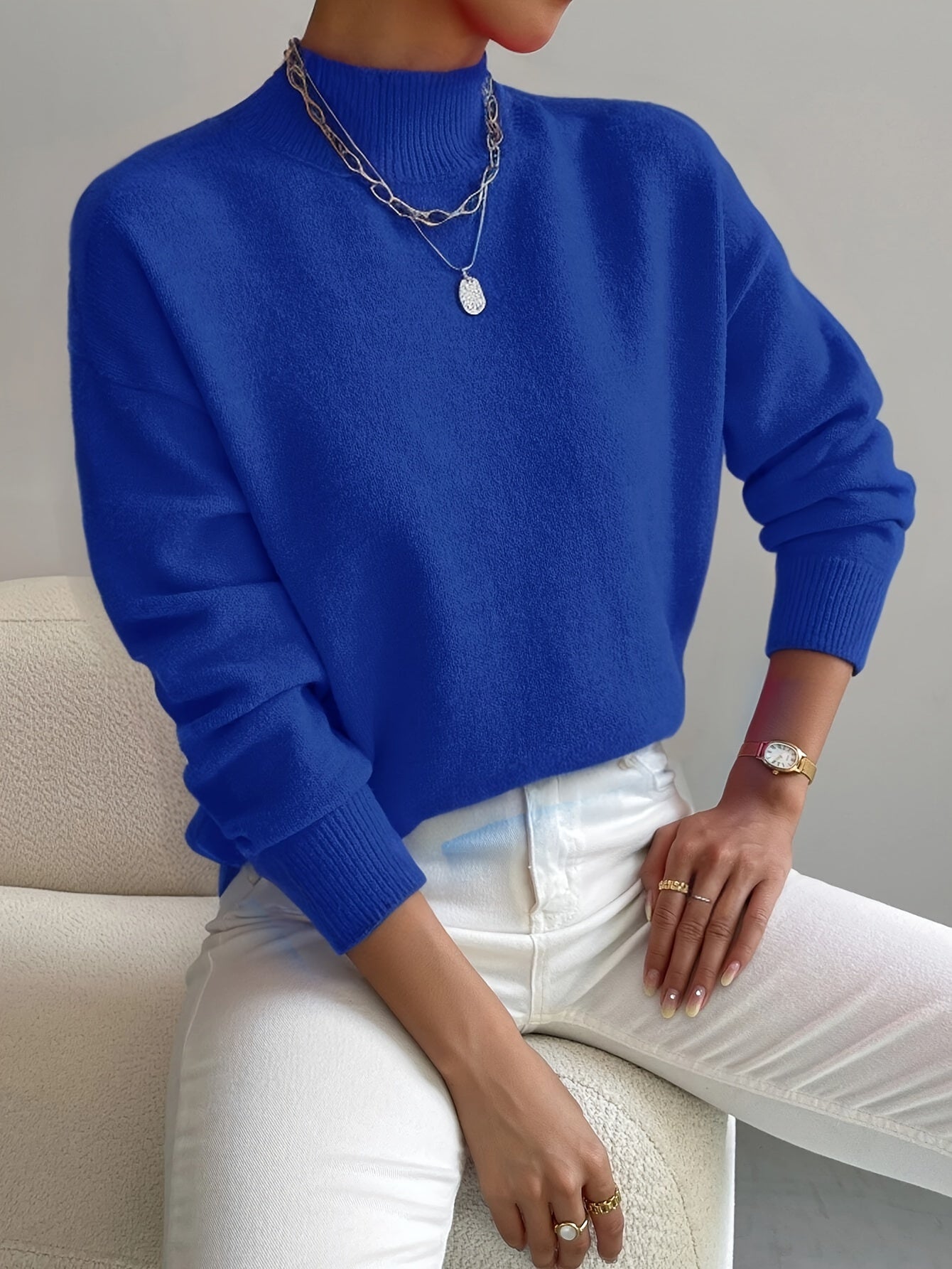 Pull à Col Roulé Femme en Maille Douce Lucyle