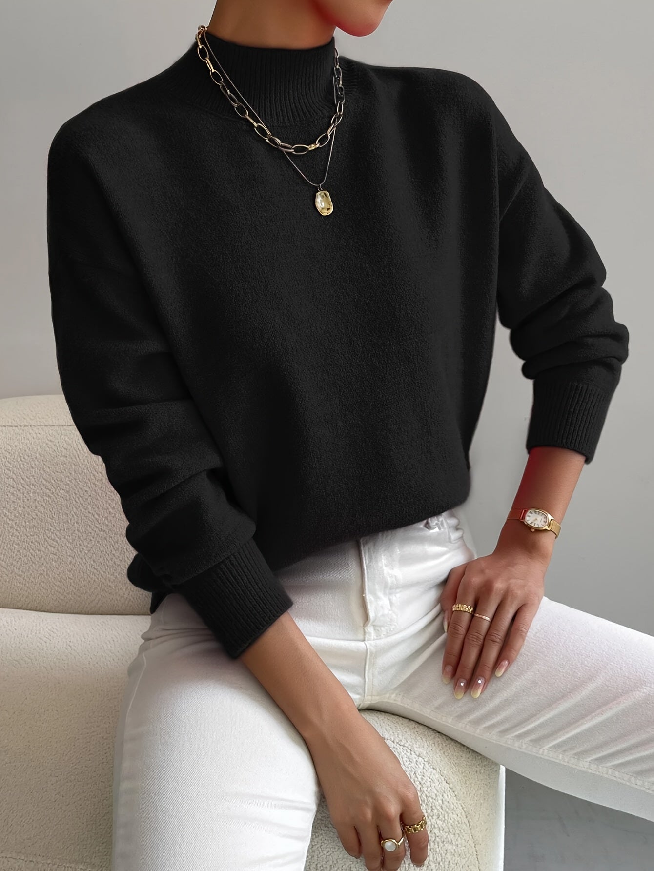 Pull à Col Roulé Femme en Maille Douce Lucyle