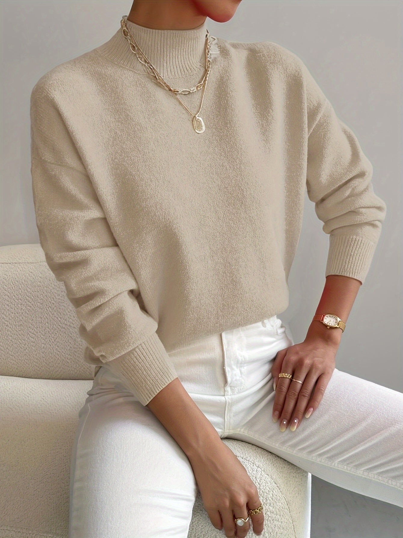 Pull à Col Roulé Femme en Maille Douce Lucyle