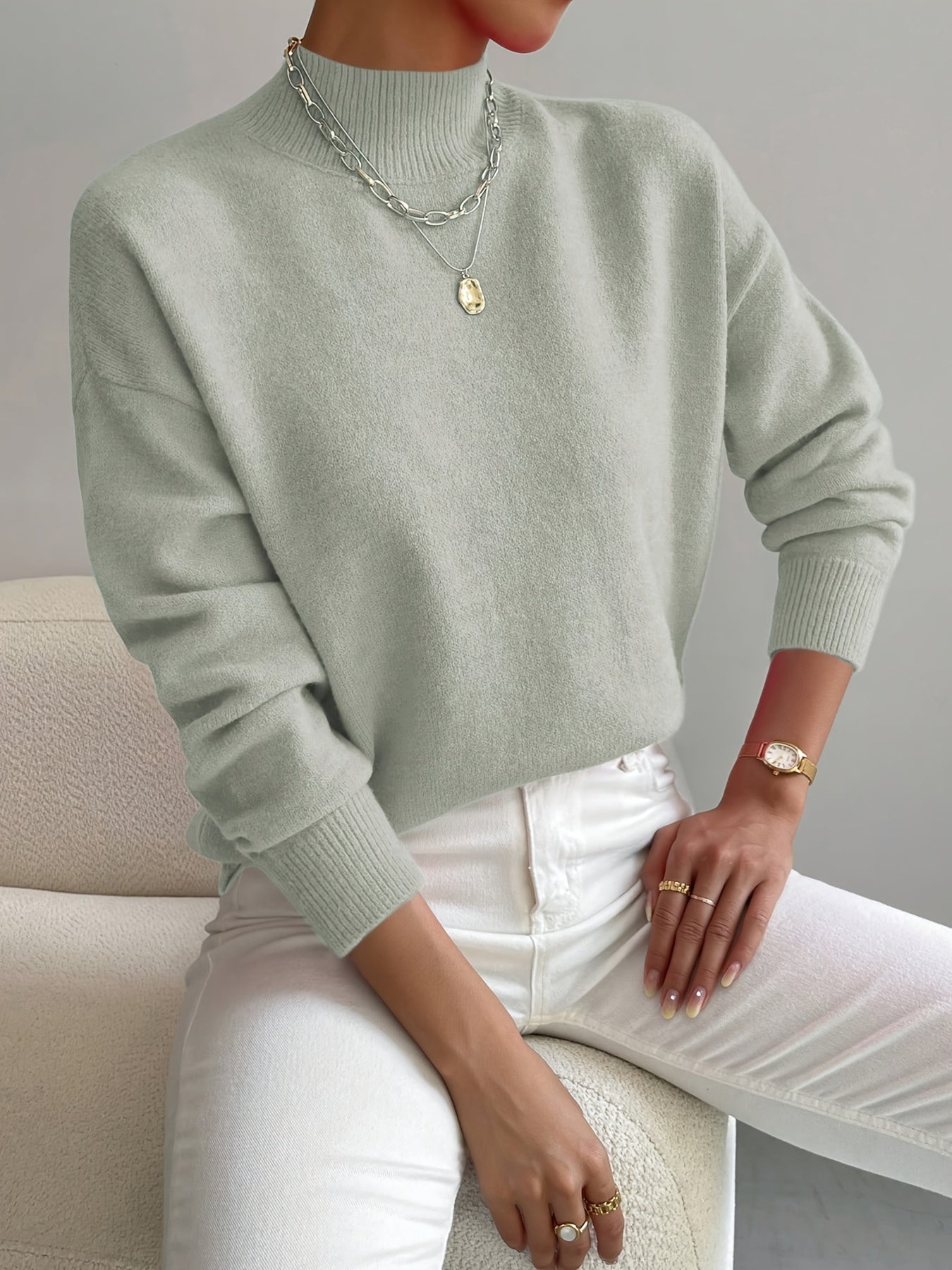 Pull à Col Roulé Femme en Maille Douce Lucyle