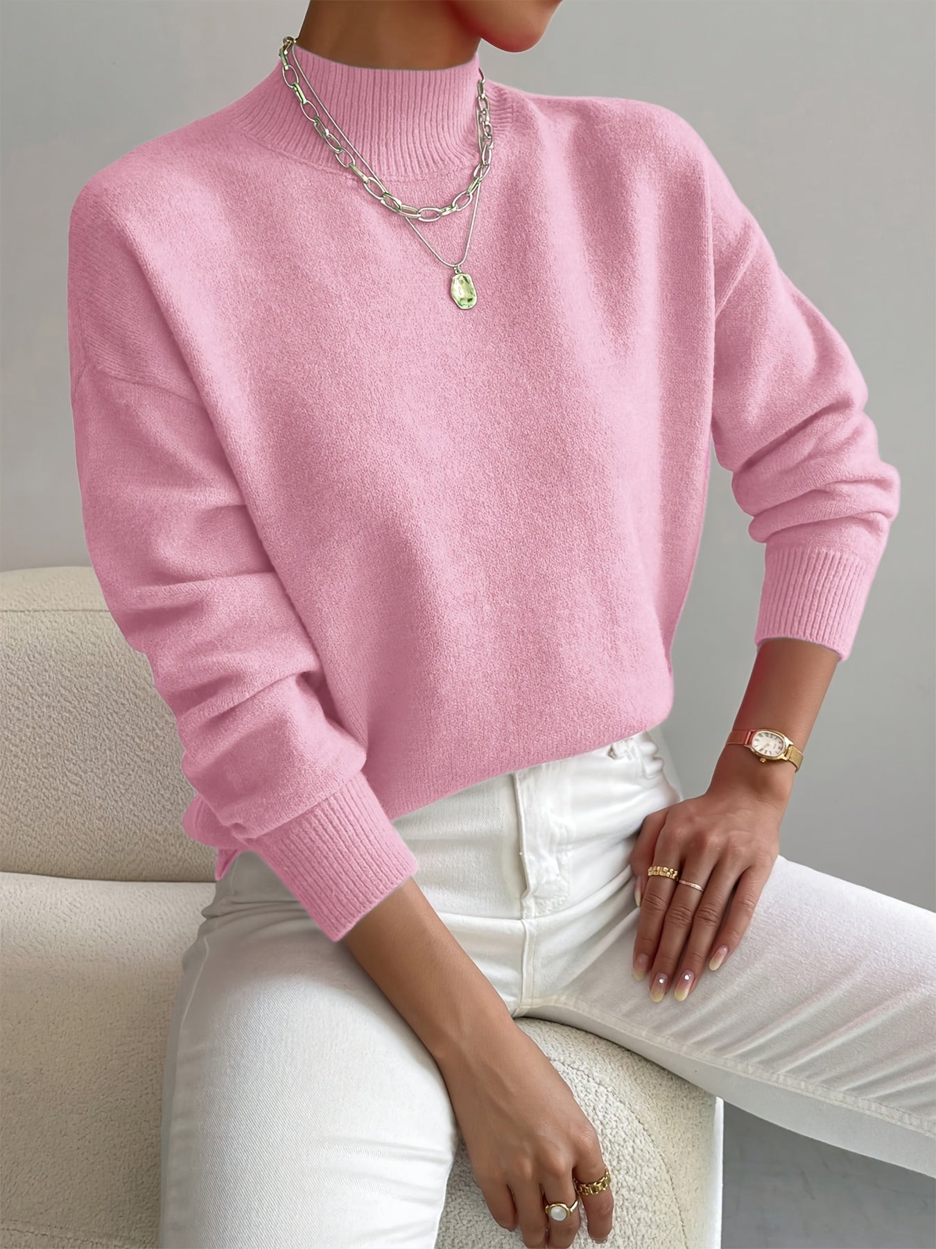 Pull à Col Roulé Femme en Maille Douce Lucyle