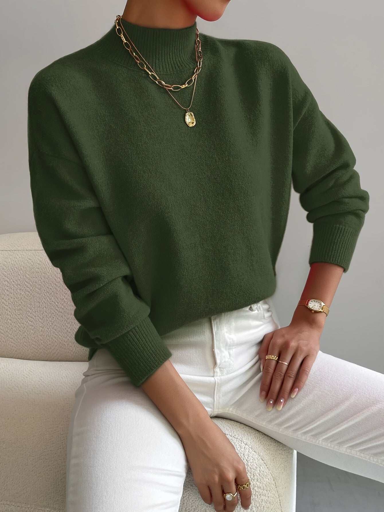 Pull à Col Roulé Femme en Maille Douce Lucyle
