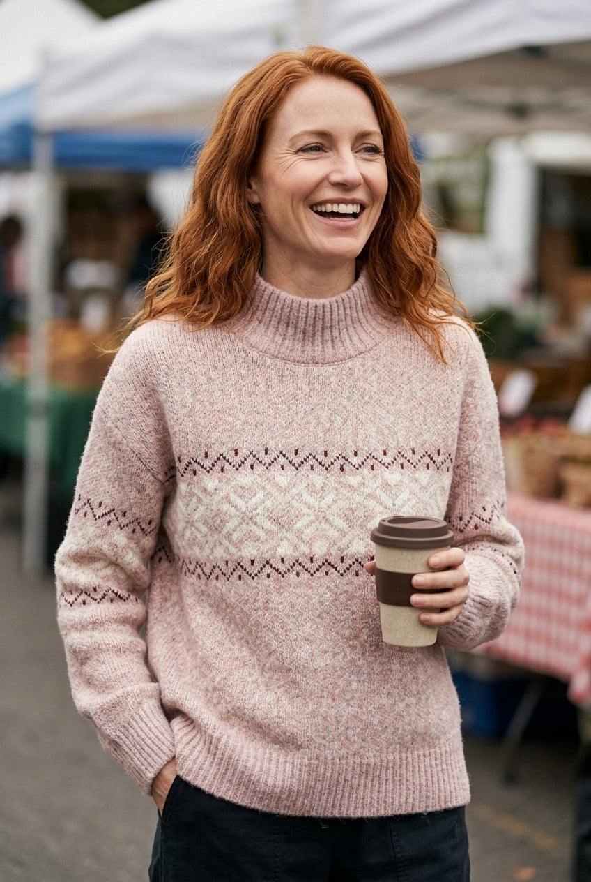 Pull en Tricot Femme avec Motif Flocon de Neige Lucyle