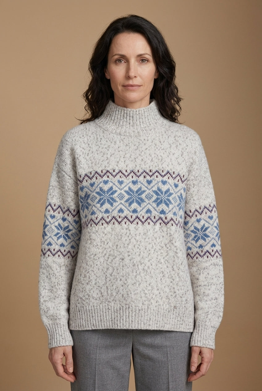 Pull en Tricot Femme avec Motif Flocon de Neige Lucyle