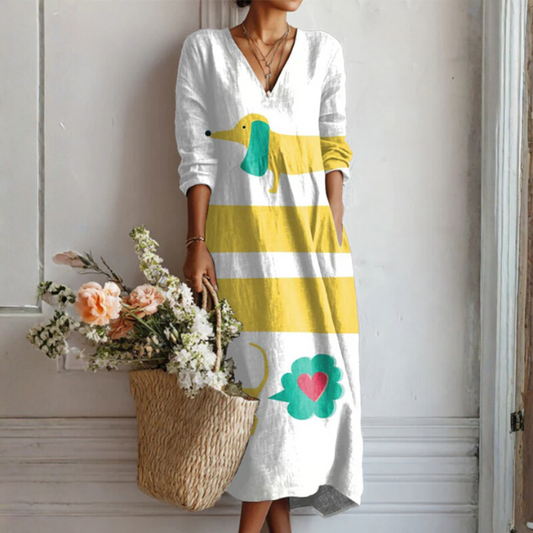 Robe Bohème Femme avec Imprimé Abstrait en Lin Lucyle