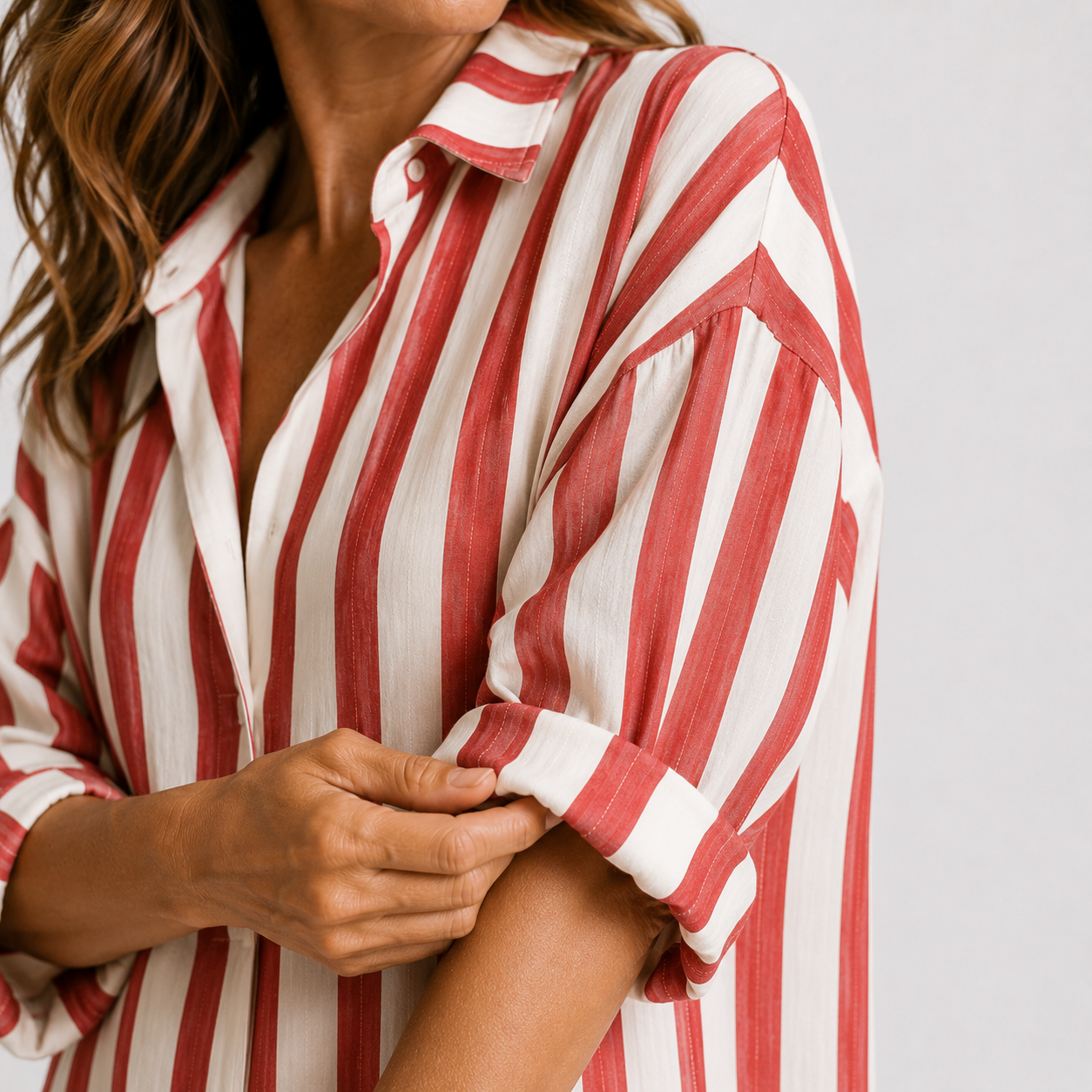 Robe Chemise Longue Femme avec Col en V Lucyle