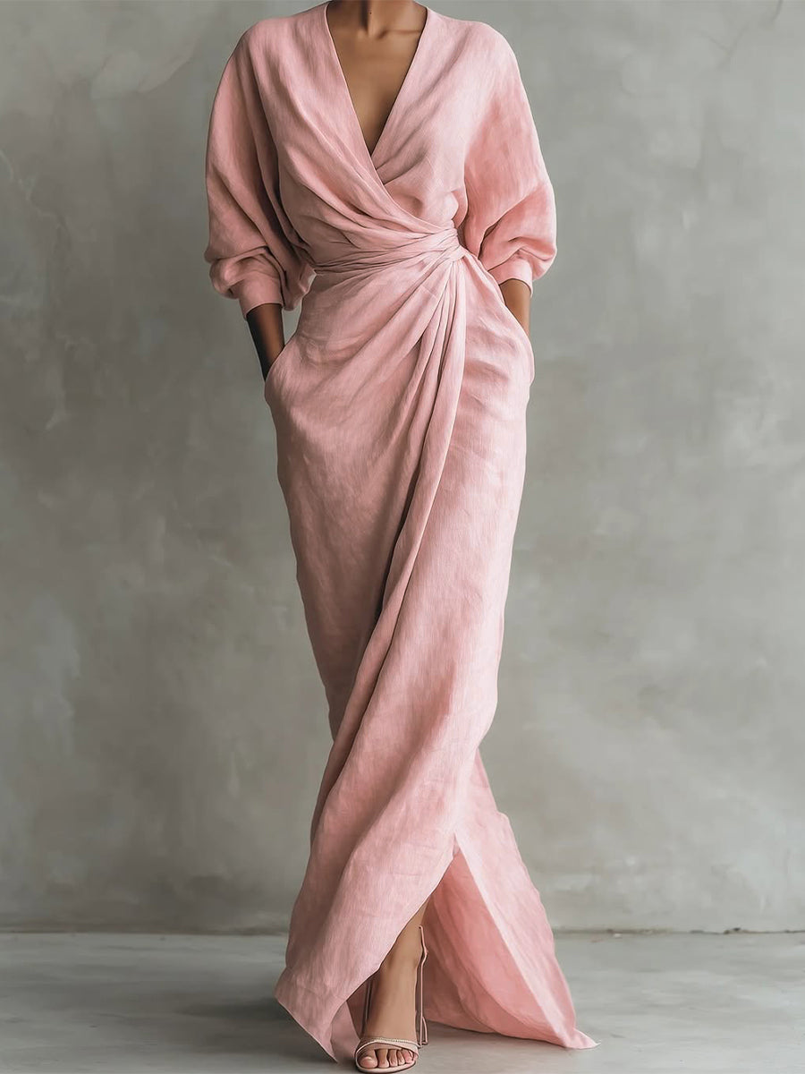 Robe Décontractée Femme avec Col en V Élégant Lucyle