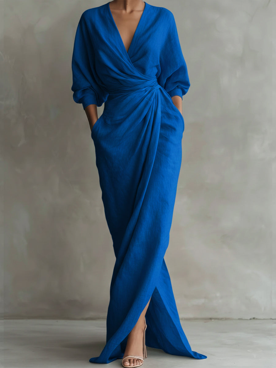 Robe Décontractée Femme avec Col en V Élégant Lucyle