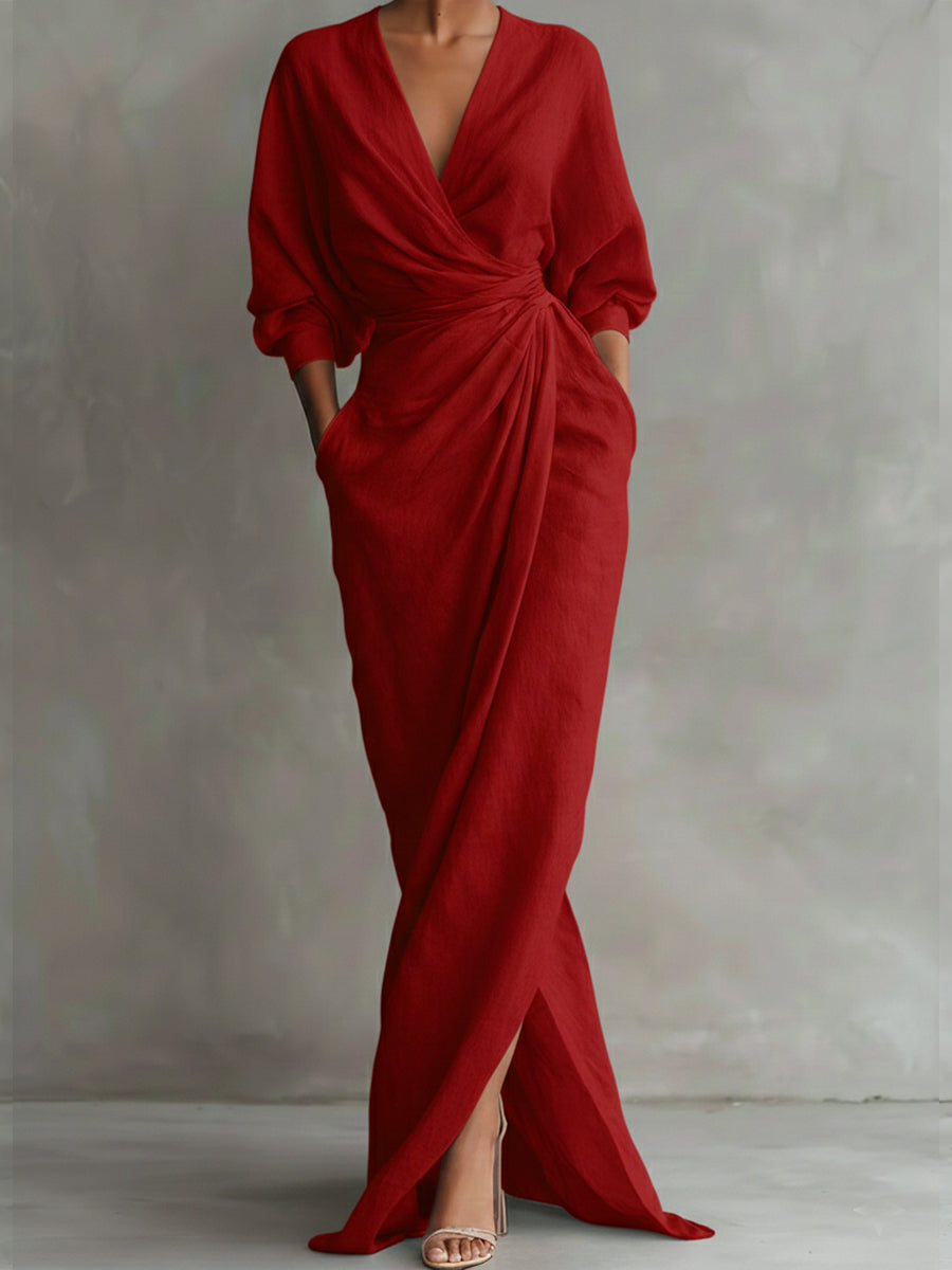 Robe Décontractée Femme avec Col en V Élégant Lucyle