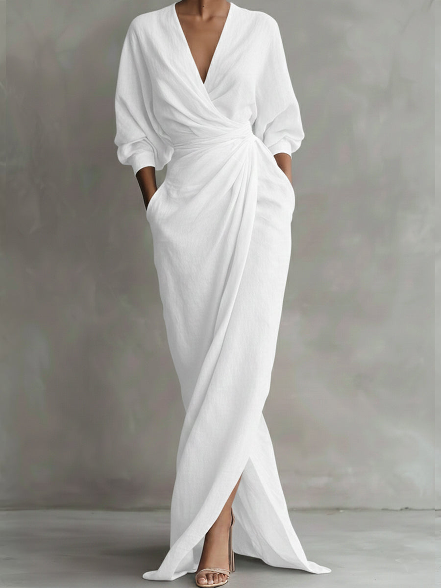 Robe Décontractée Femme avec Col en V Élégant Lucyle