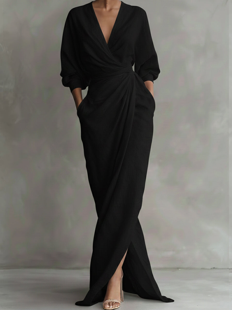 Robe Décontractée Femme avec Col en V Élégant Lucyle