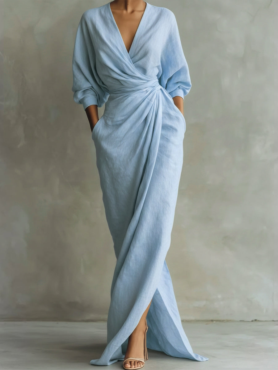 Robe Décontractée Femme avec Col en V Élégant Lucyle