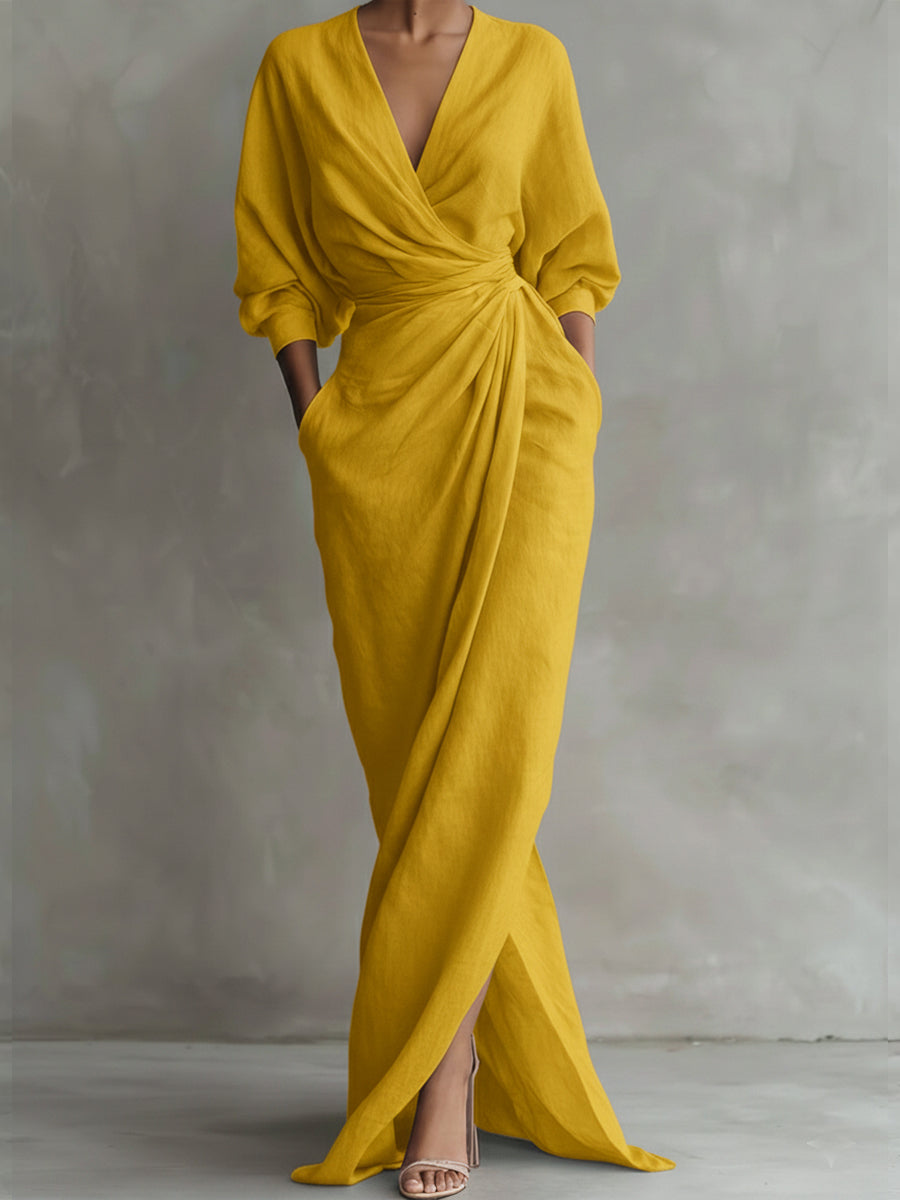 Robe Décontractée Femme avec Col en V Élégant Lucyle