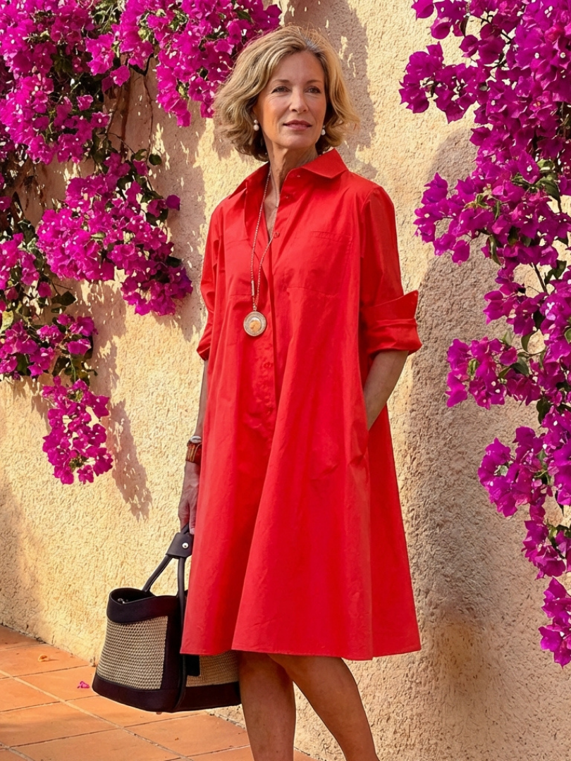Robe Femme Midi à Manches Longues avec Poches Latérales Lucyle