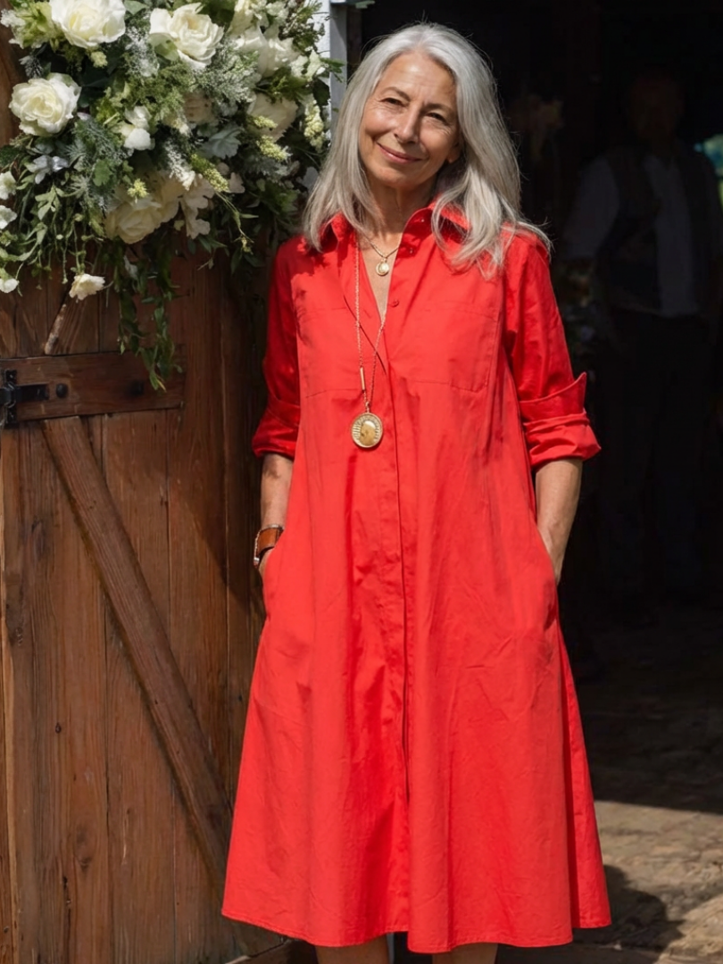 Robe Femme Midi à Manches Longues avec Poches Latérales Lucyle