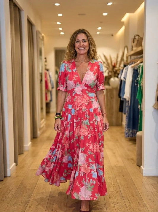 Robe Femme avec Col en V et Imprimé Floral Lucyle