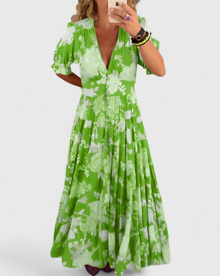 Robe Femme avec Col en V et Imprimé Floral Lucyle