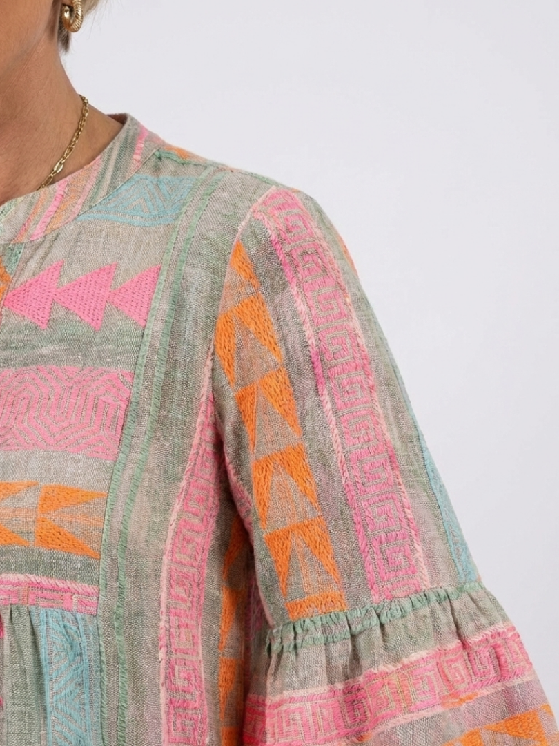 Robe Femme avec Col en V et Jupe à Volants Lucyle