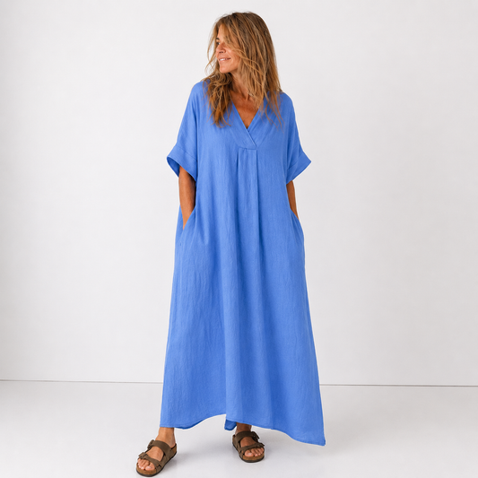 Robe Femme avec Décolleté en V en Coton Lucyle