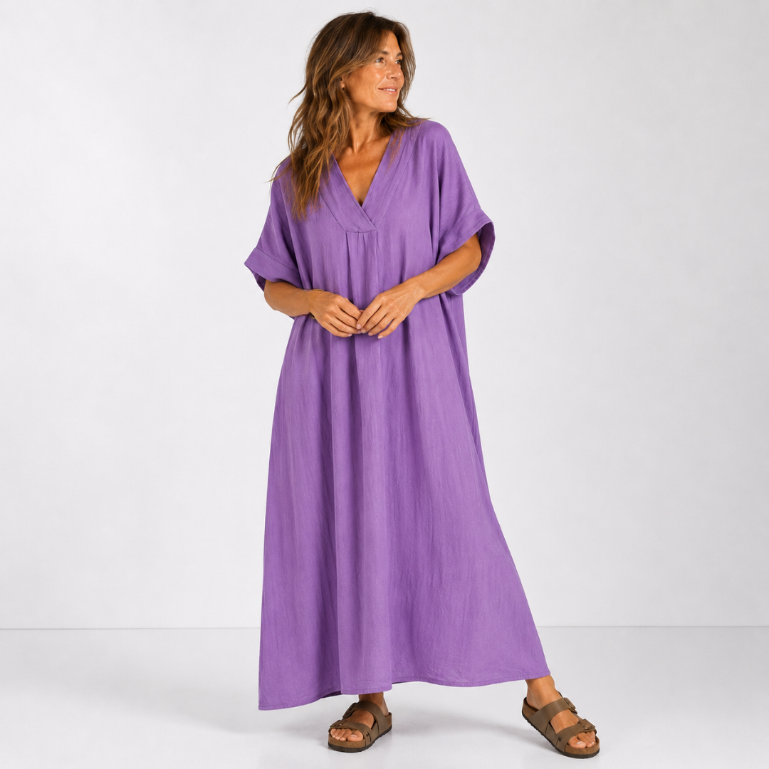 Robe Femme avec Décolleté en V en Coton Lucyle
