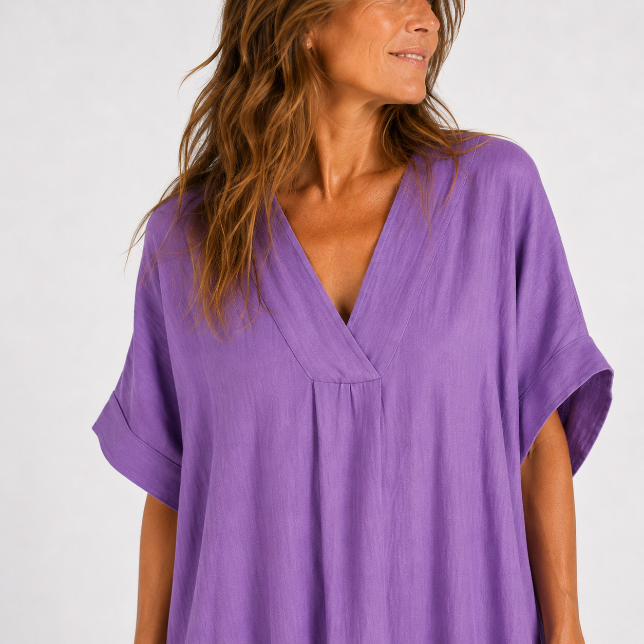 Robe Femme avec Décolleté en V en Coton Lucyle