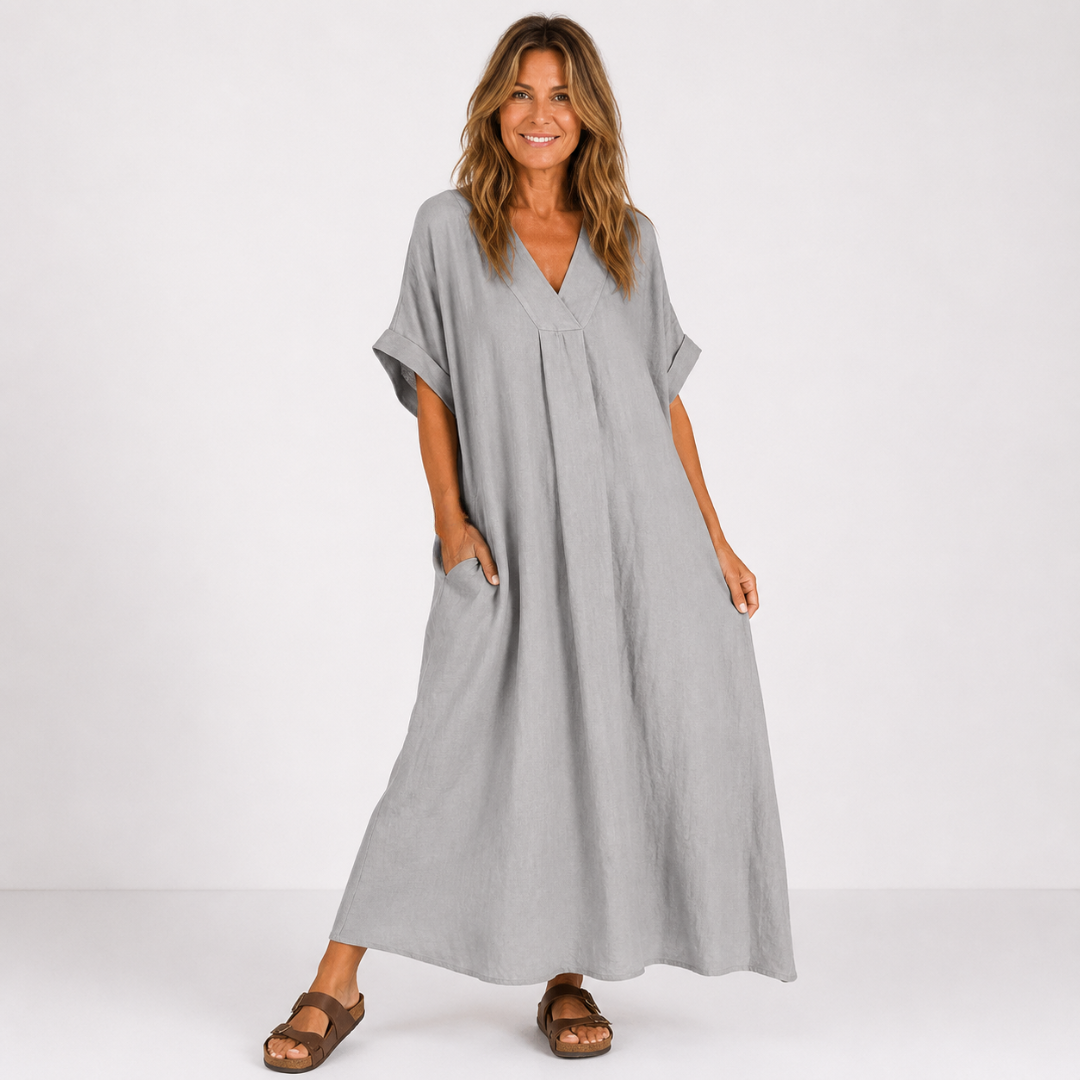 Robe Femme avec Décolleté en V en Coton Lucyle