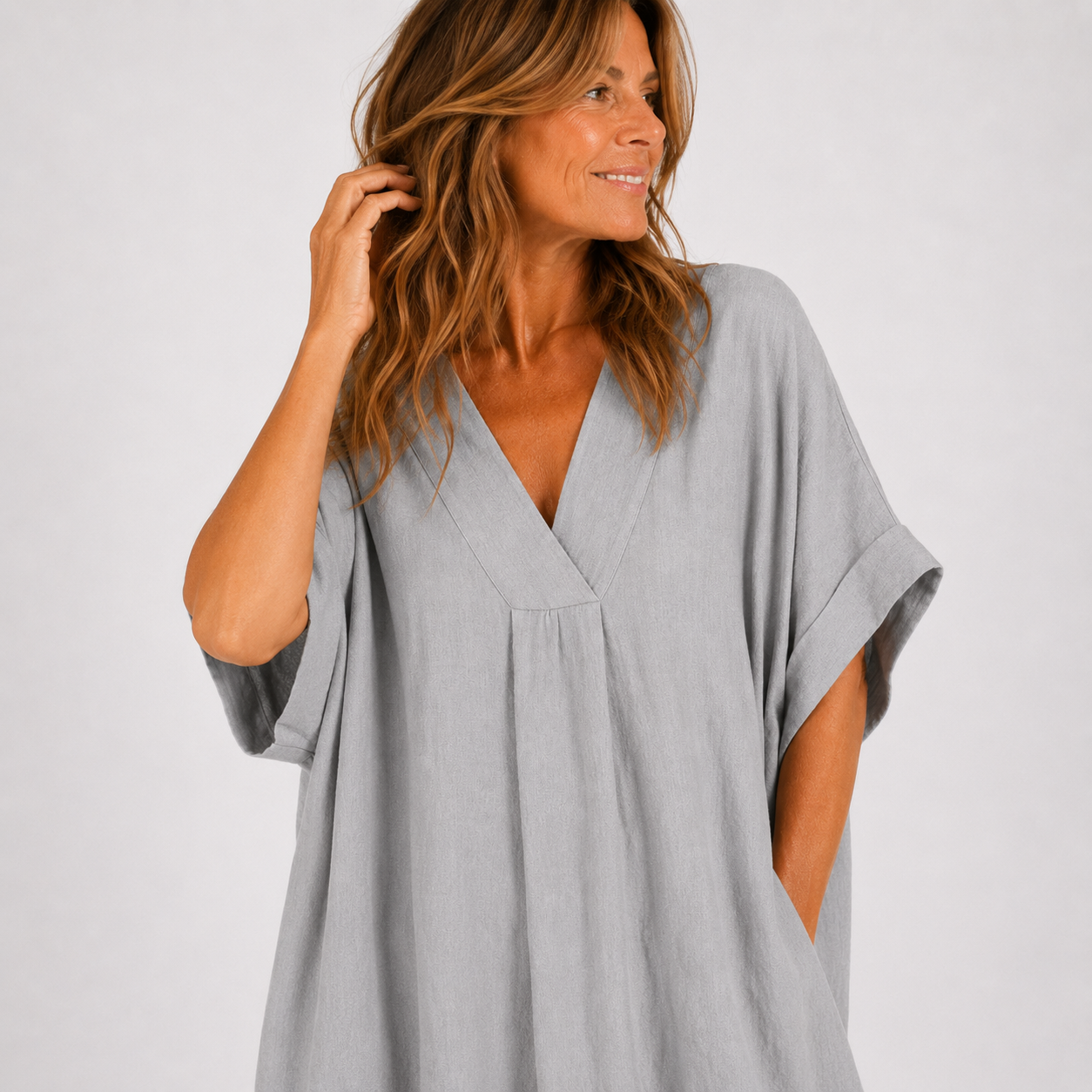 Robe Femme avec Décolleté en V en Coton Lucyle