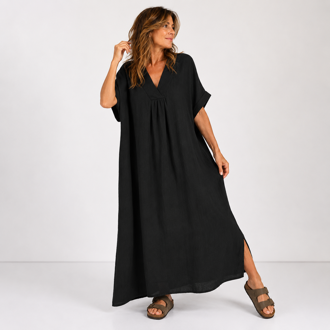 Robe Femme avec Décolleté en V en Coton Lucyle