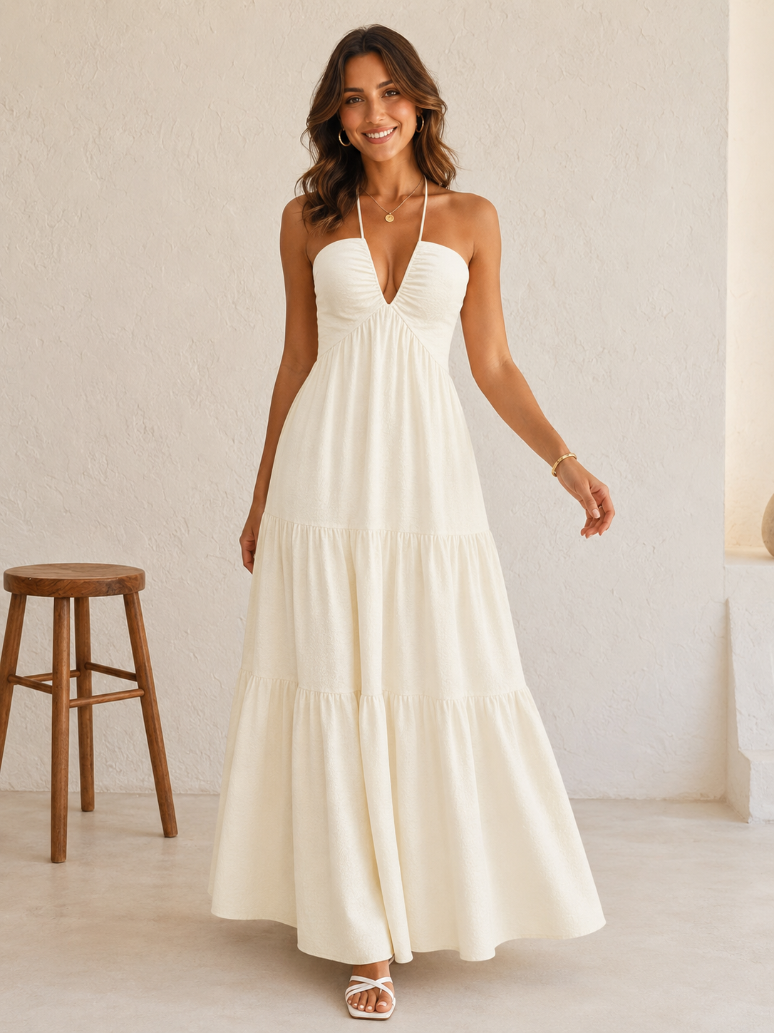 Robe Femme avec Dos Nu et Nœud Élégant Lucyle