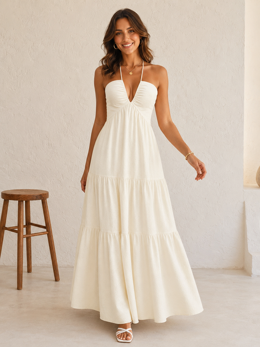 Robe Femme avec Dos Nu et Nœud Élégant Lucyle