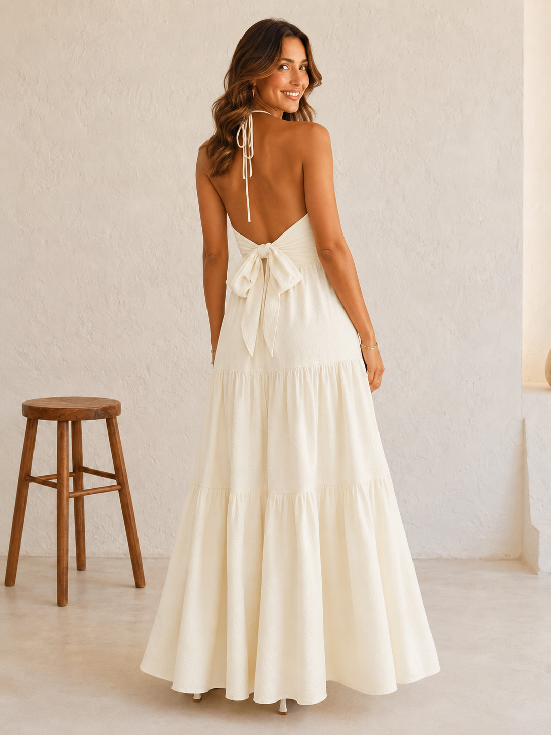 Robe Femme avec Dos Nu et Nœud Élégant Lucyle